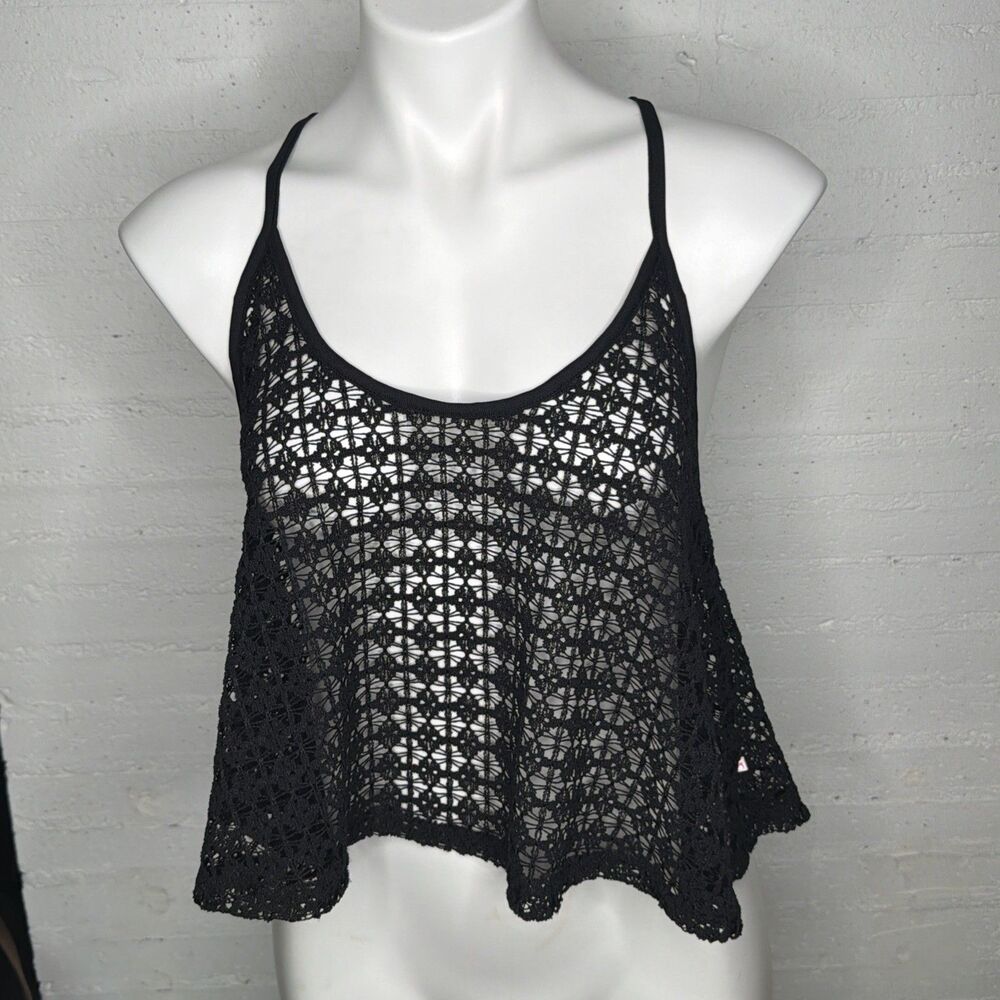 Victoria's Secret PINK Crochet Sheer Crop Tank Top Swim Cover-Up M/L
